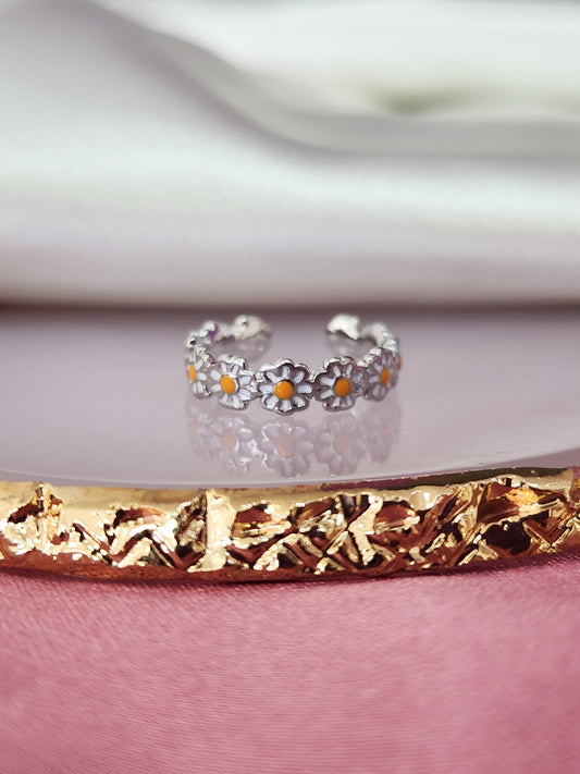 Anillo margaritas plateado #22B