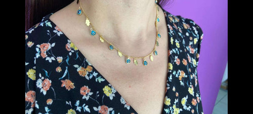 Choker ojos aqua mano Fatima