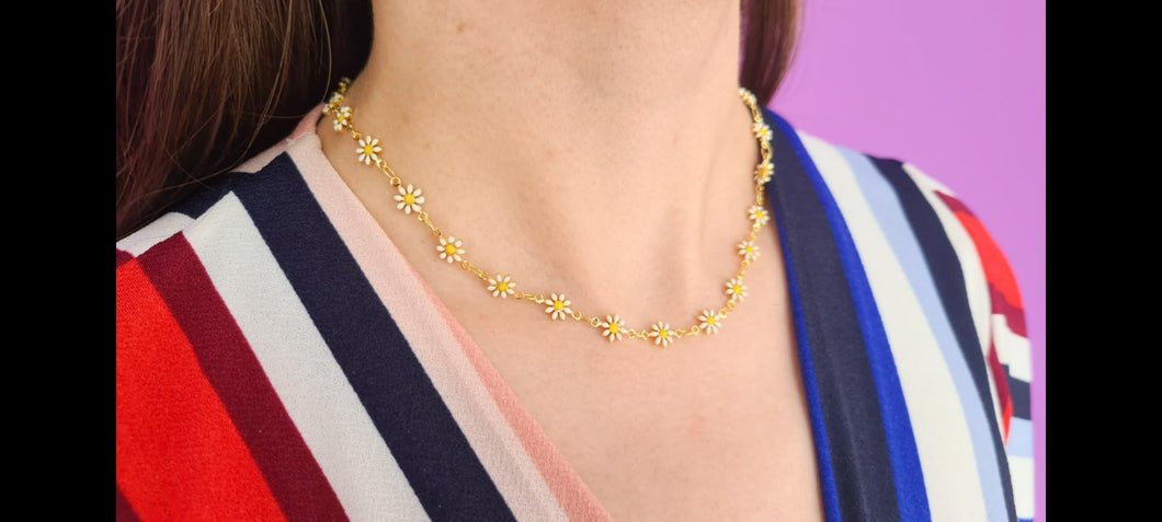 Choker margaritas blancas chicas #E1