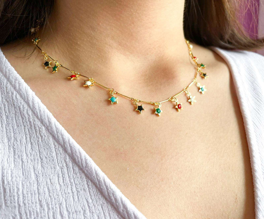 Choker Estrellas colores colgantes