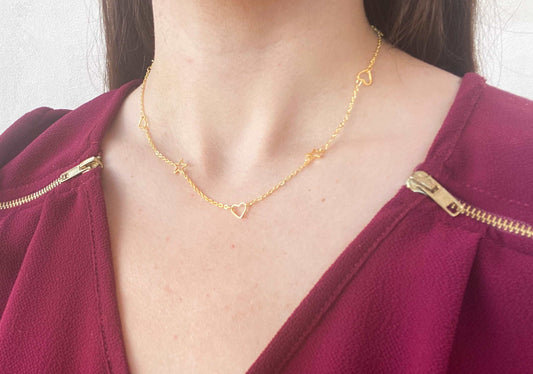Choker estrella y corazon hueco