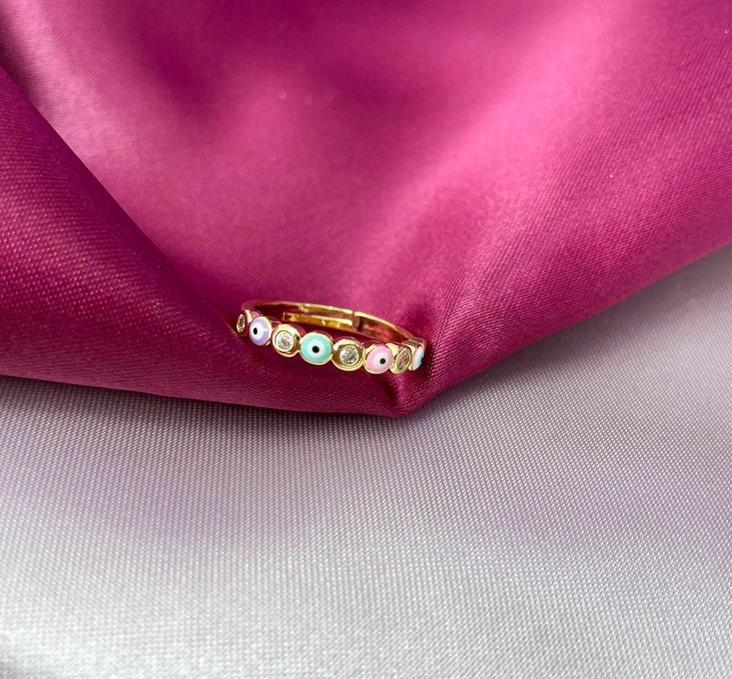 Anillo #129 ojos colores pastel zirconia