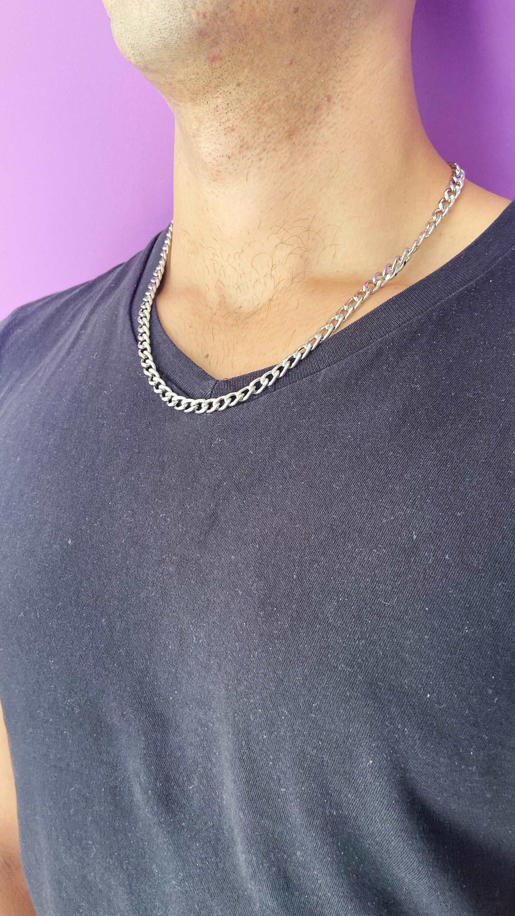Collar Caballero eslabones plateados gruesos