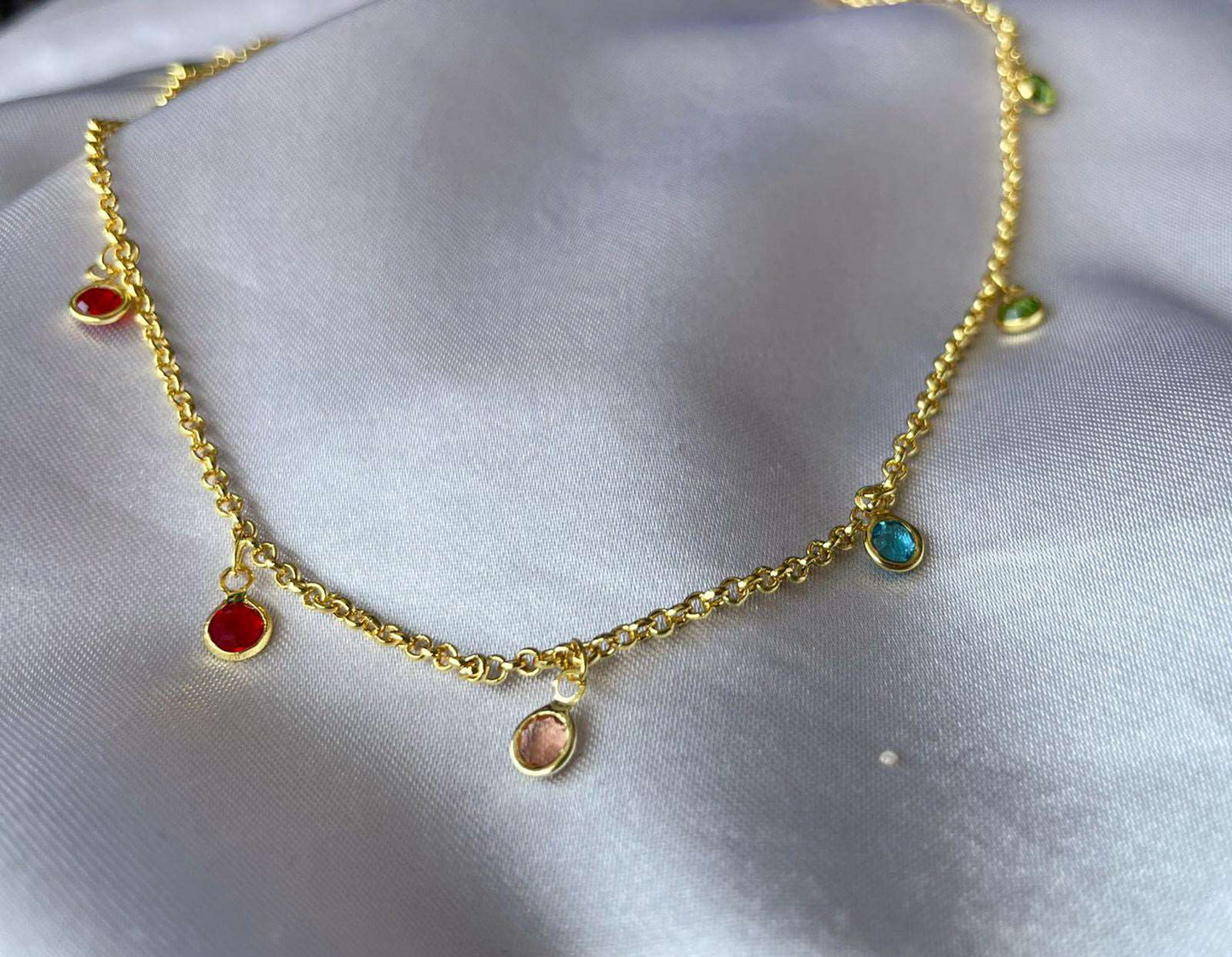 Choker cristales colgantes de colores