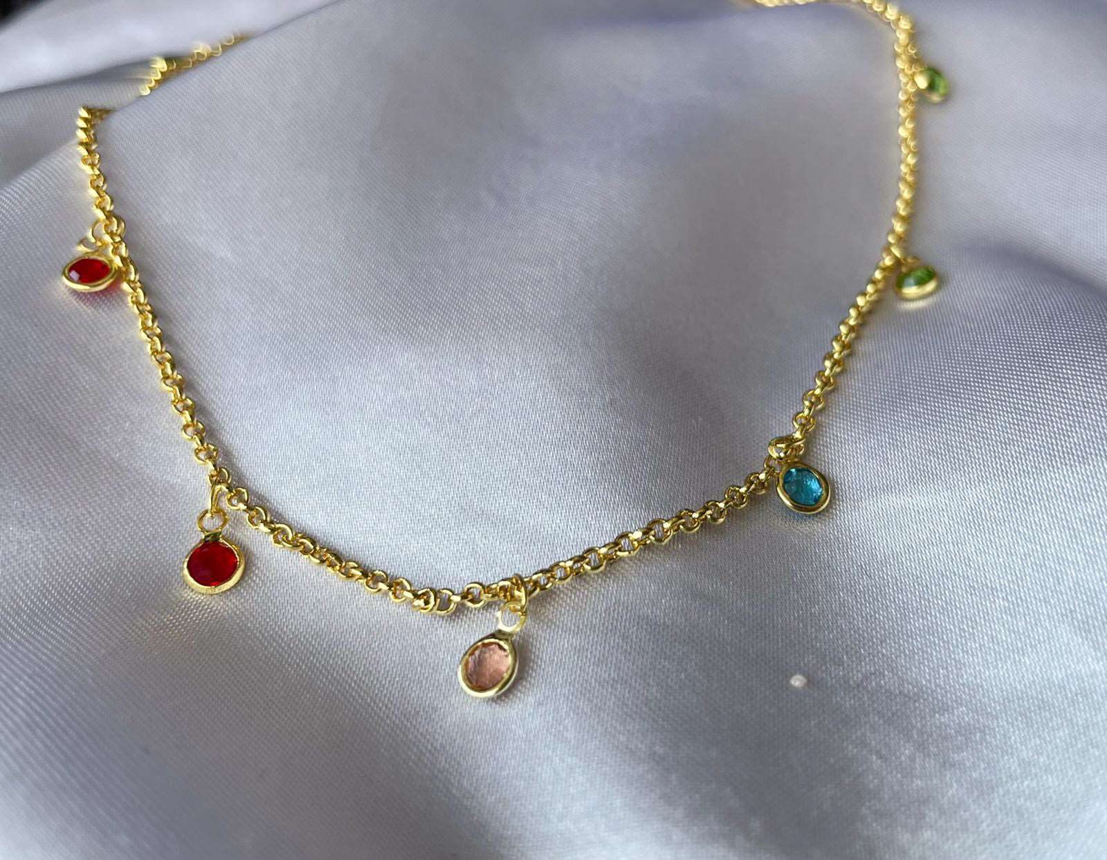 Choker cristales colgantes de colores