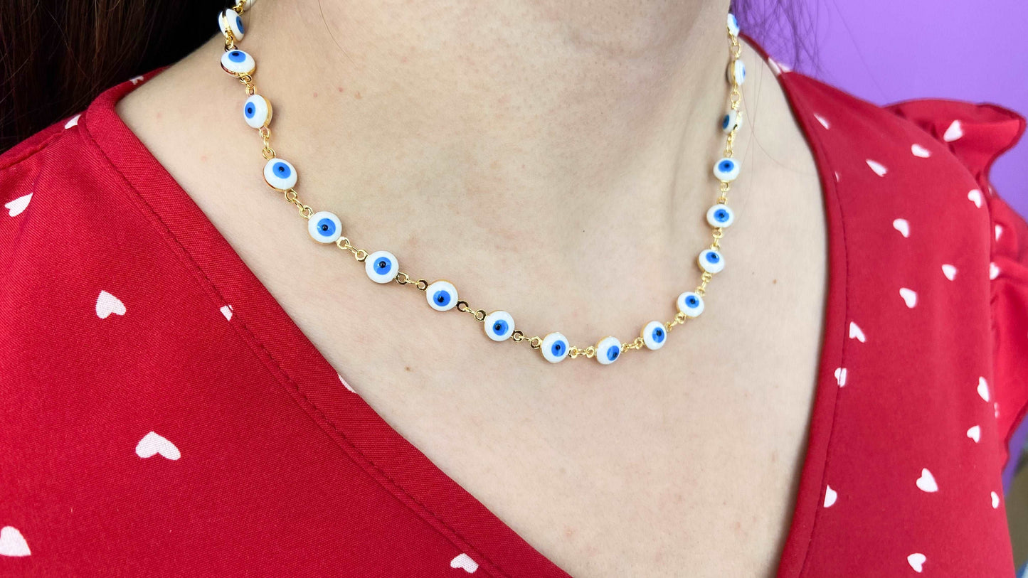 Choker ojos blancos