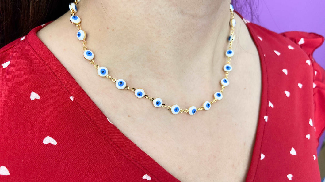 Choker ojos blancos