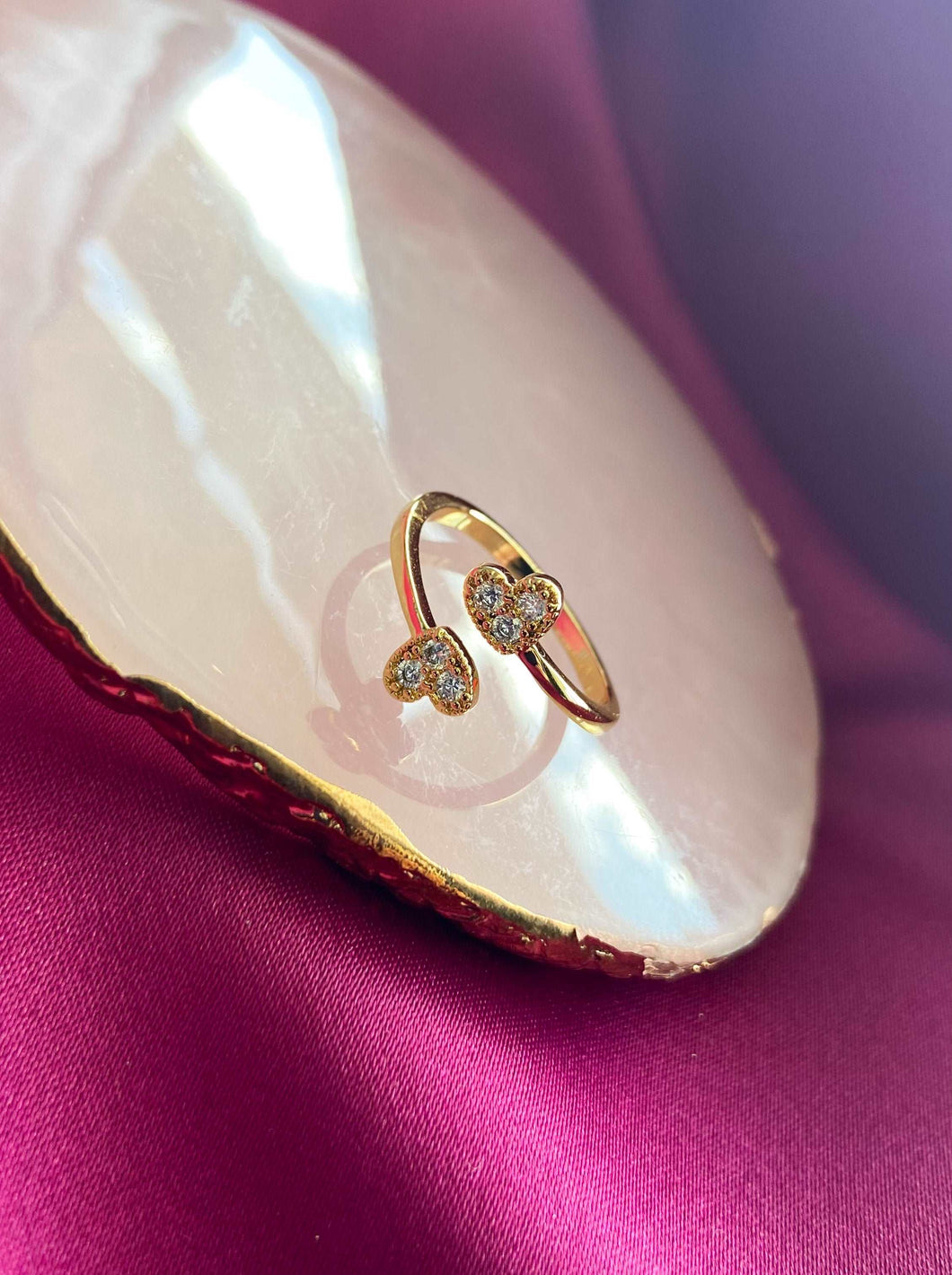Anillo #34 doble corazon zirconia