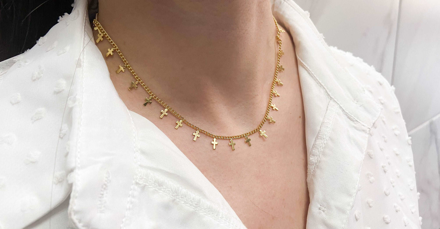 Choker cruces colgantes