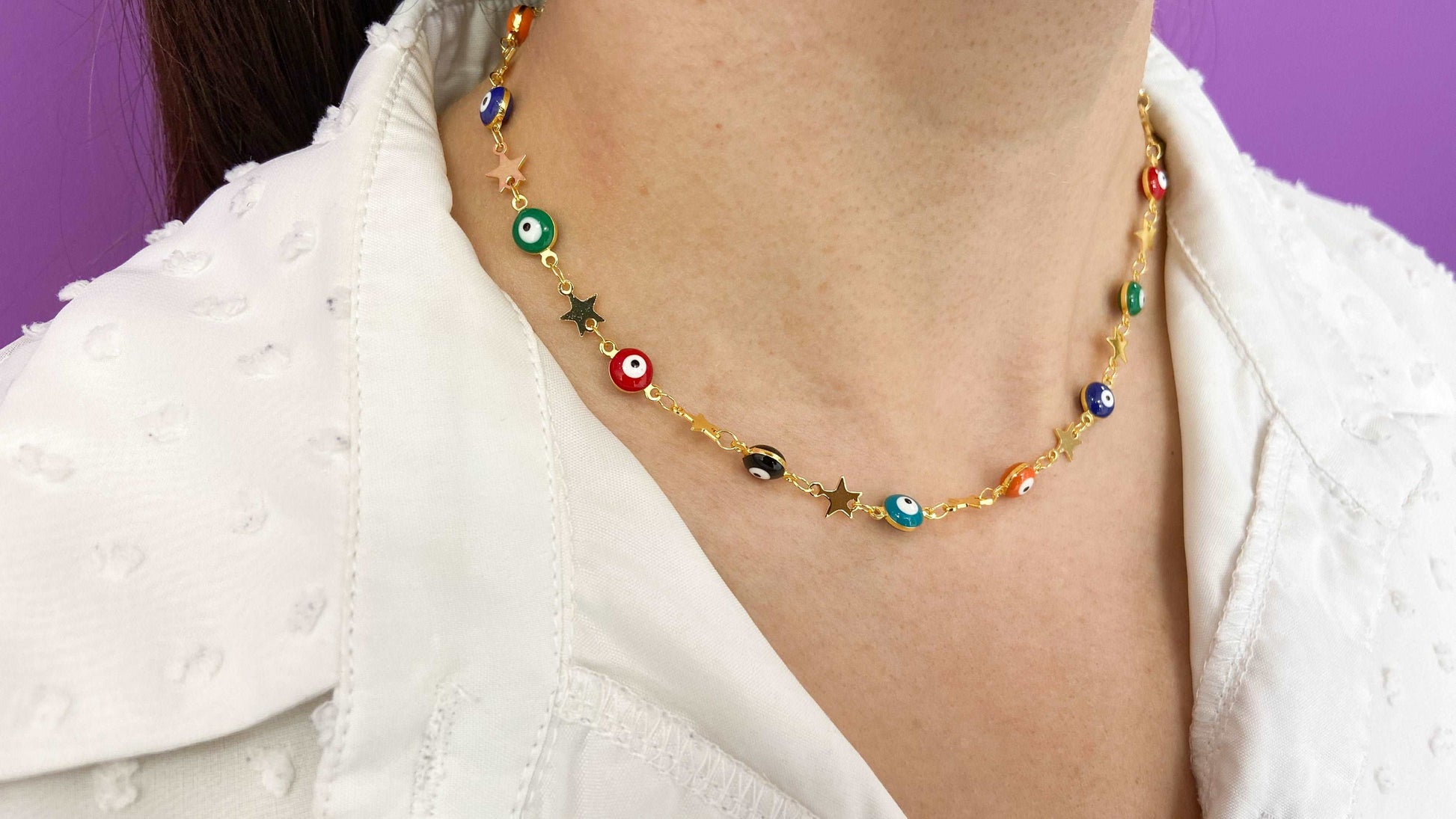 Choker ojos colores con Estrellas