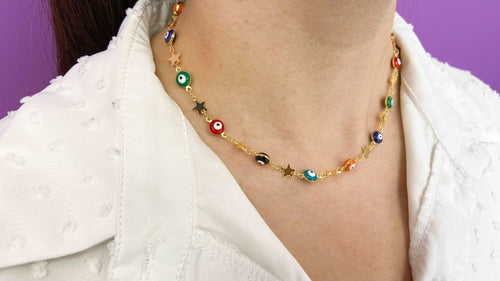 Choker ojos colores con Estrellas