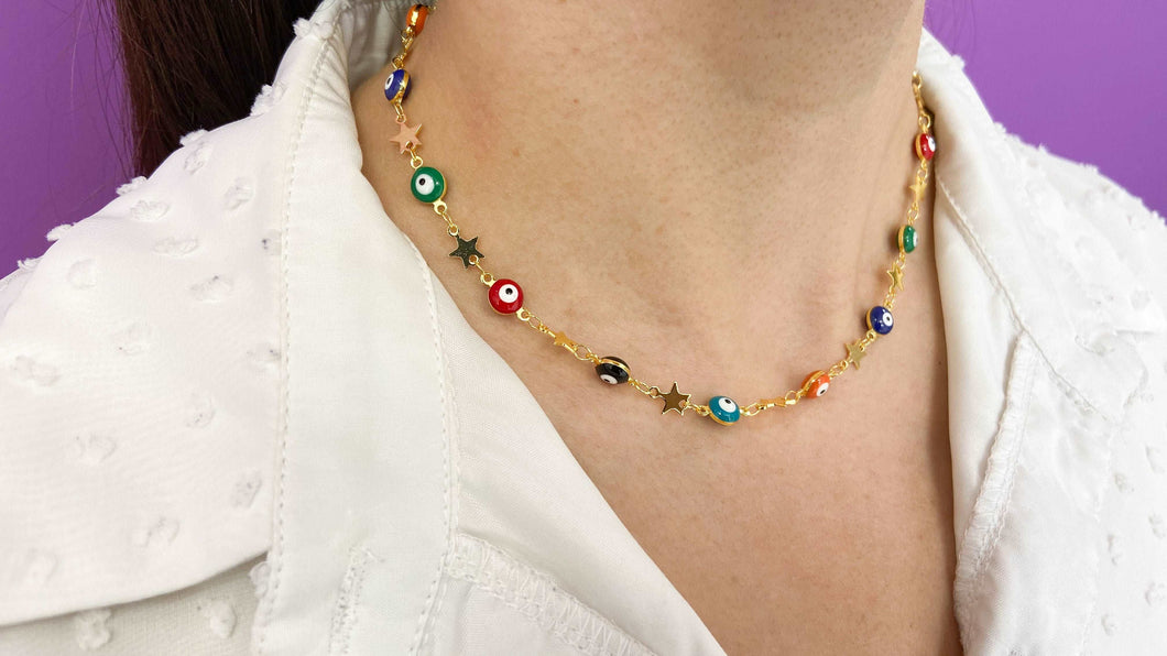 Choker ojos colores con Estrellas