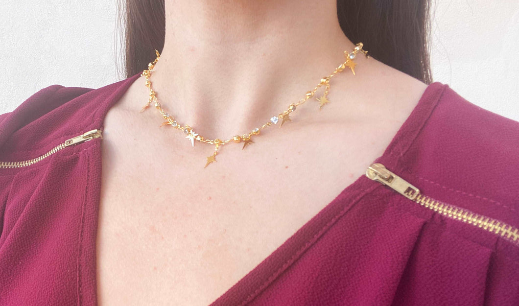 Choker estrella espacial con zirconia
