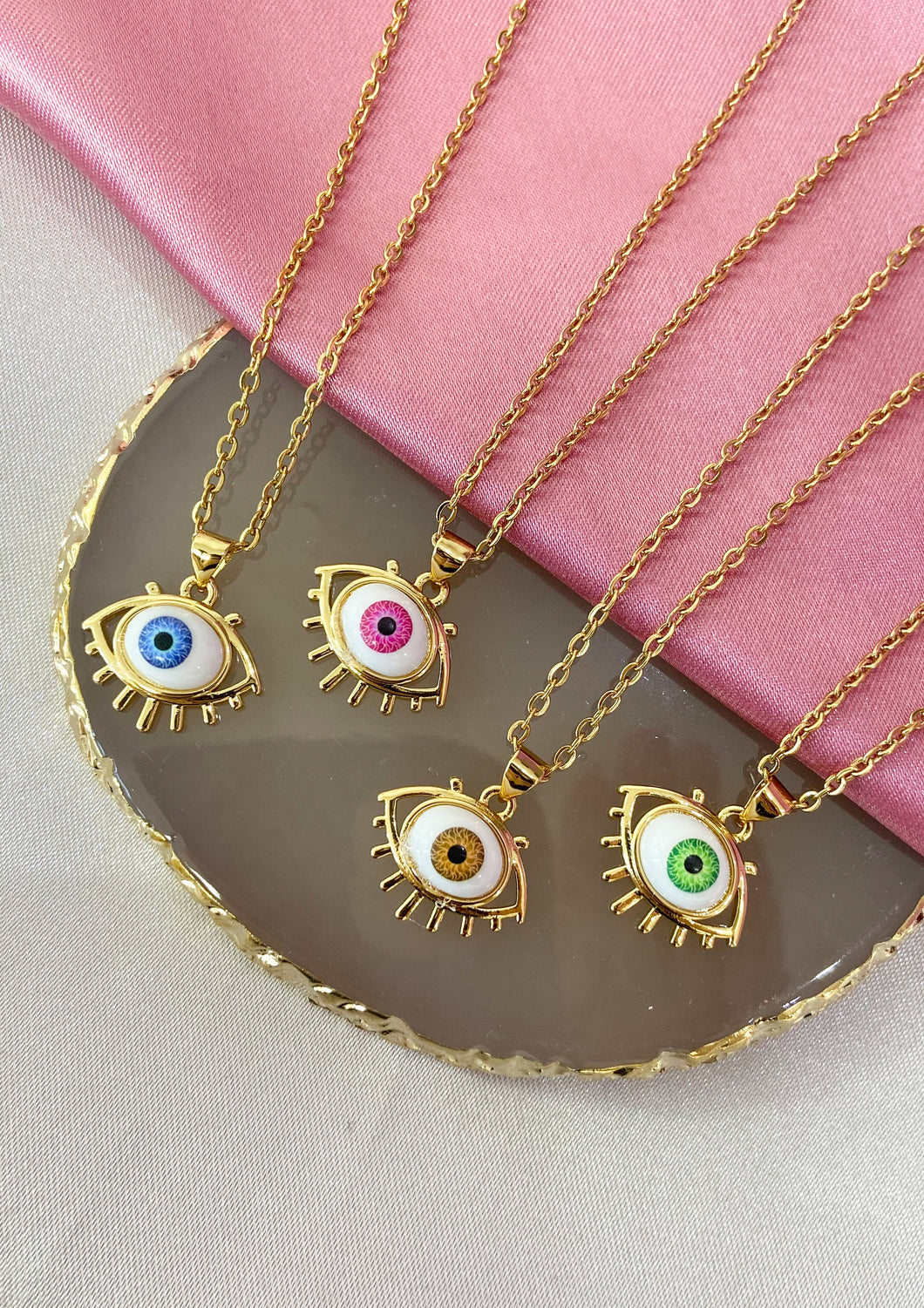 Collar ojos colores pupila pestañas #X2