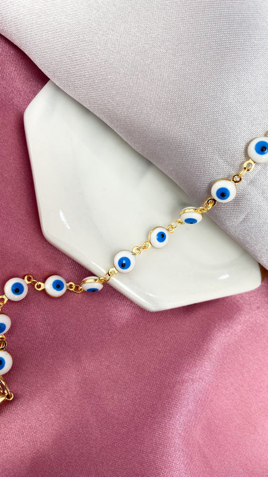 Tobillera ojos blancos medianos #M2.1