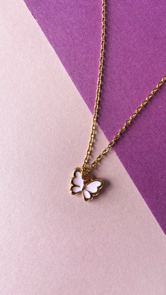 Collar Mariposa Rosa #Q