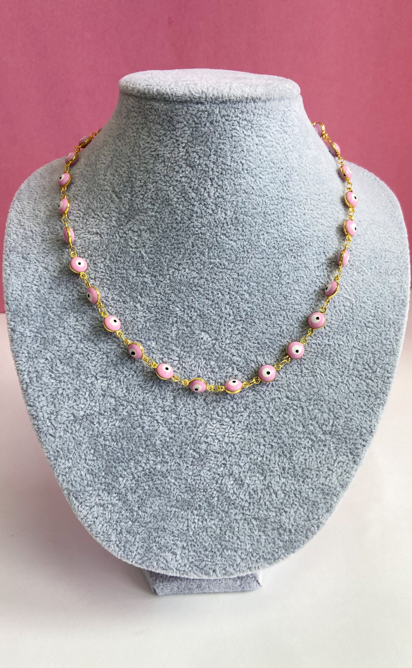 Choker ojos medianos rosa #M2