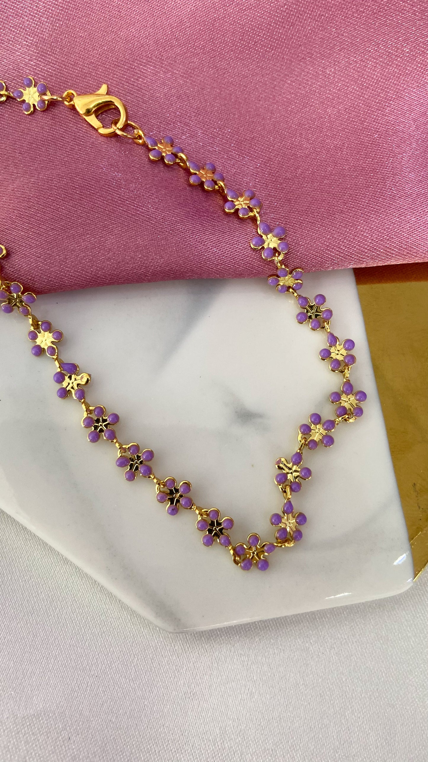 Tobillera flor morada #M9