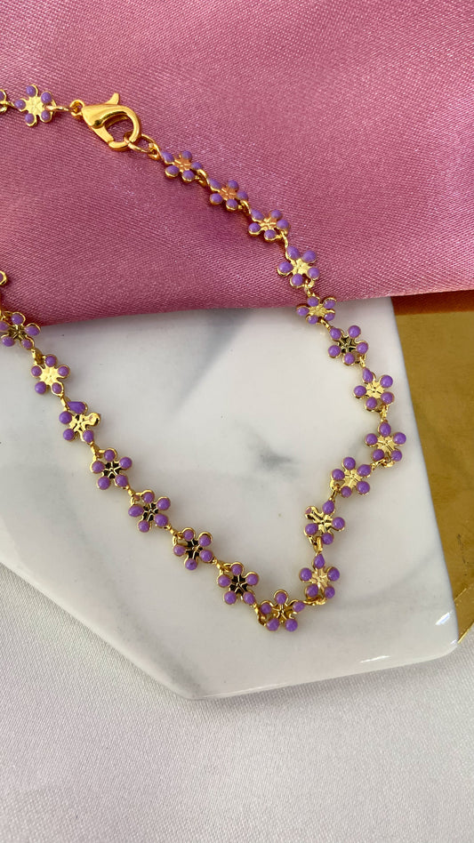 Tobillera flor morada #M9