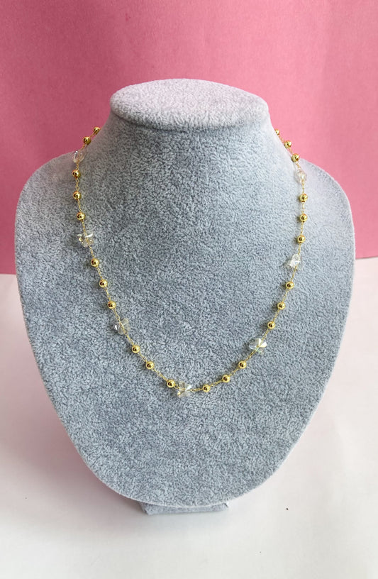Choker mariposa swarovski bolitas doradas #M18.1