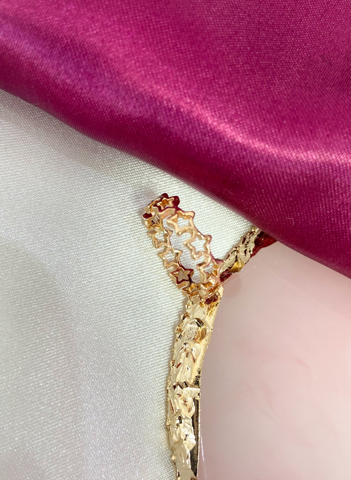 Anillo Estrellas hueco dorado ajustable #45