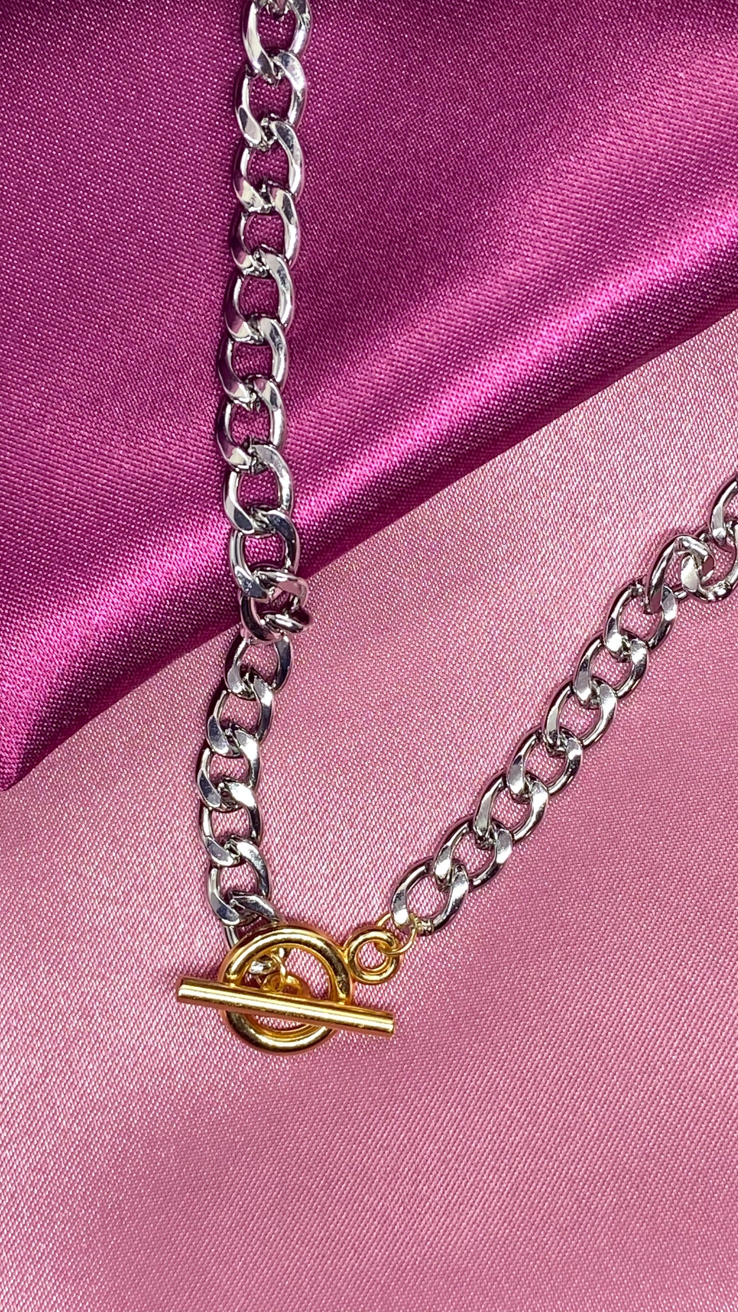 Collar circulo palito eslabones Plata #M19