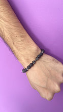 Cargar imagen en el visor de la galería, Pulsera mancuerna negra caballero #10
