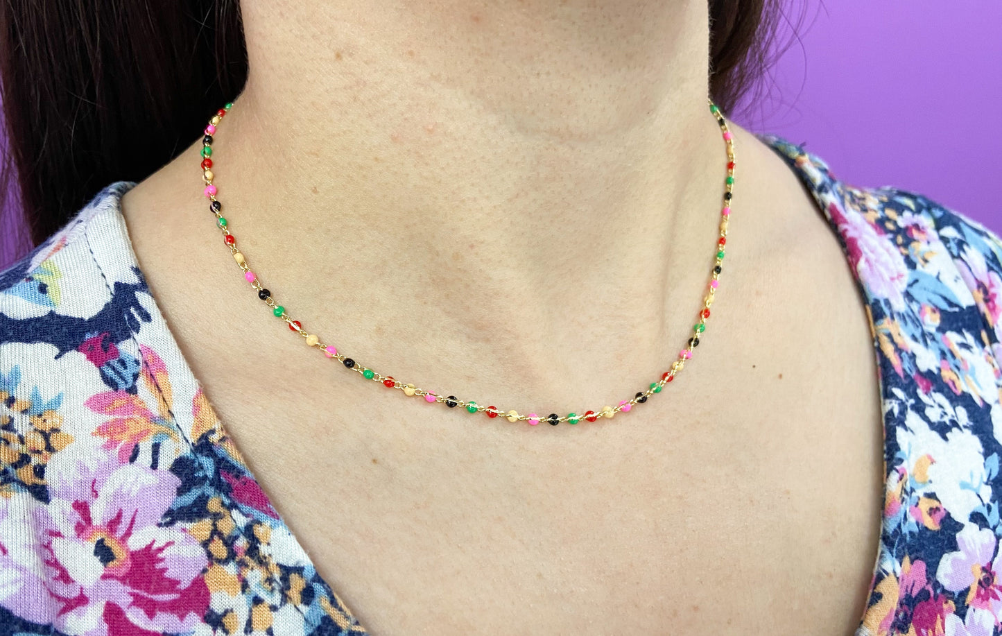 Choker bolitas colores resina #M16.1