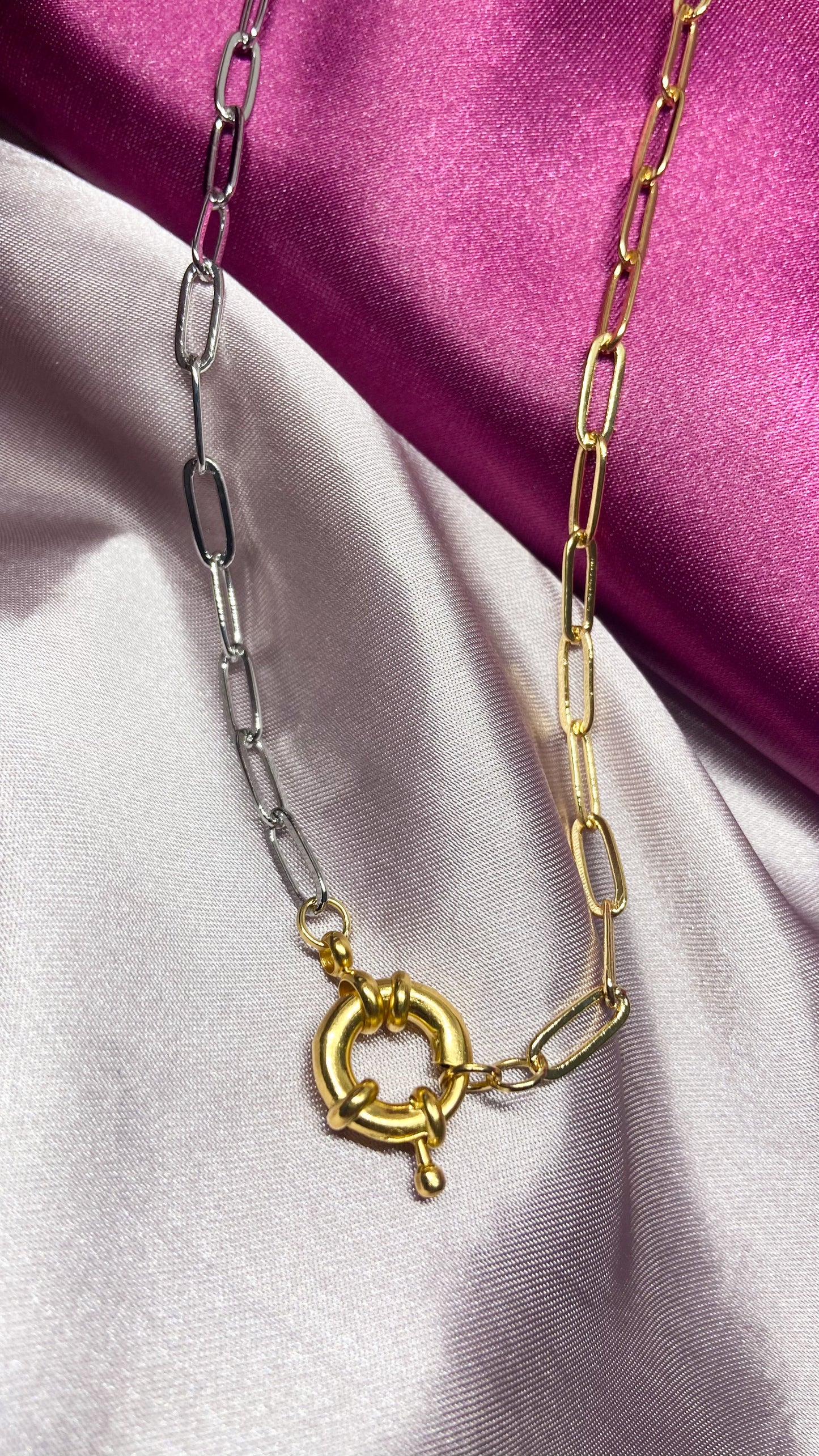 Collar eslabones delgados Plata dorado conector 45cm