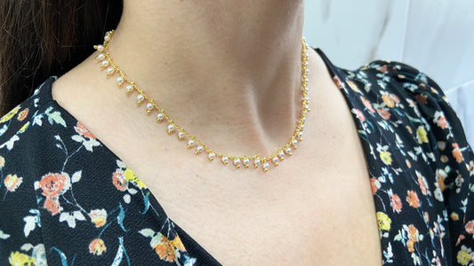 Choker perlas chicas colgantes #M12.2