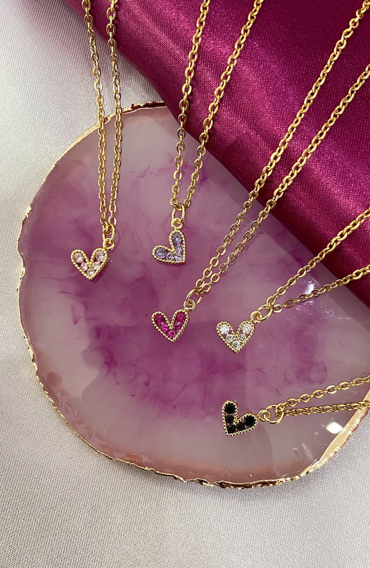 Collar corazon zirconia colores #TT