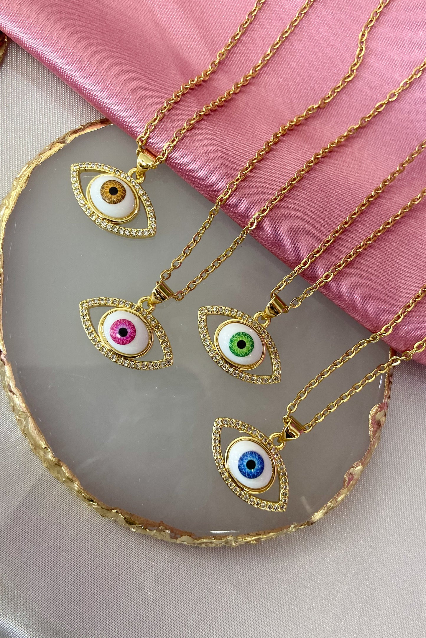 Collar ojos colores pupila zirconia #X