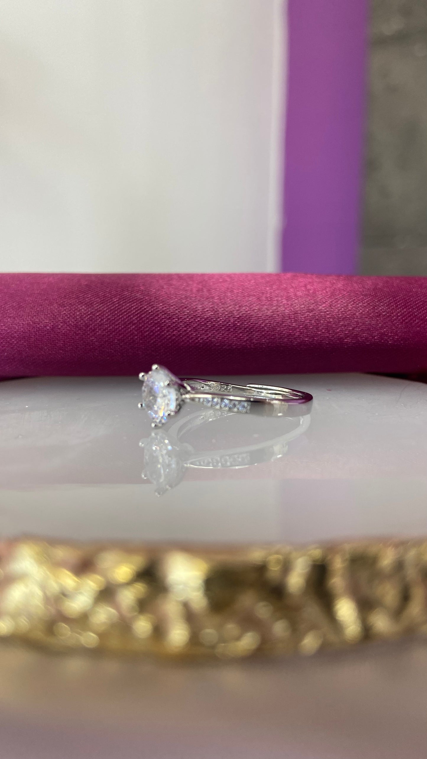 Anillo compromiso plateado #80B