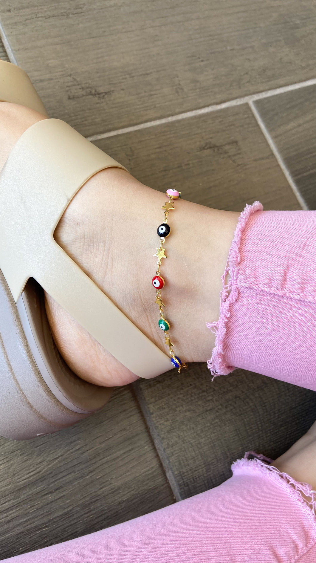 Tobillera ojos colores con estrellas