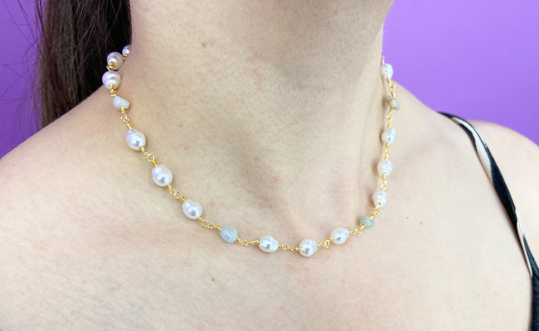 Choker perlas y piedras colores varios #G6