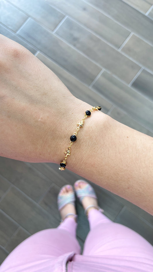 Pulsera circulos negros con estrella #M3