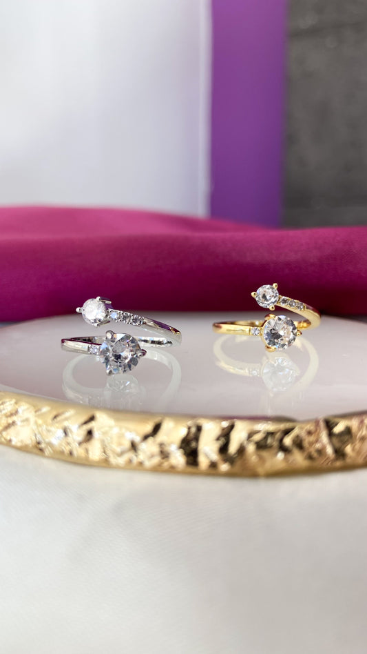 Anillo doble circulo zirconia #13