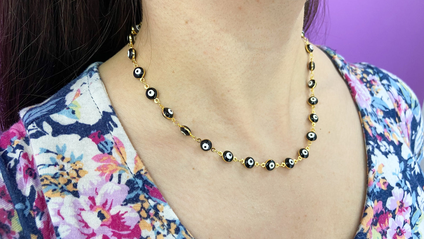 Choker ojos medianos negro #M2