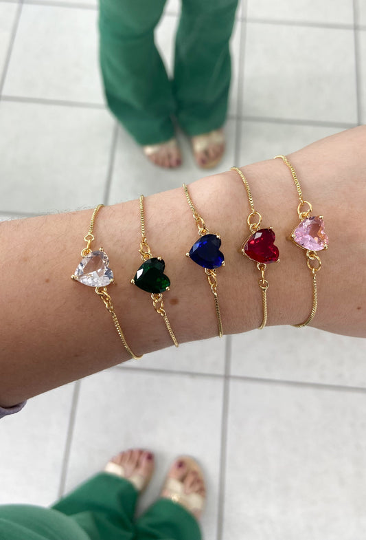 Pulsera corazon zirconia colores #B