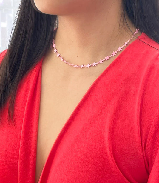 Choker Estrellas Rosa palo #M4