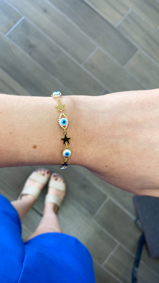 Pulsera ojo blanco con Estrella #M1