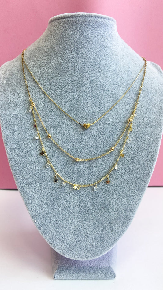 Collar triple Estrellas Zirconia