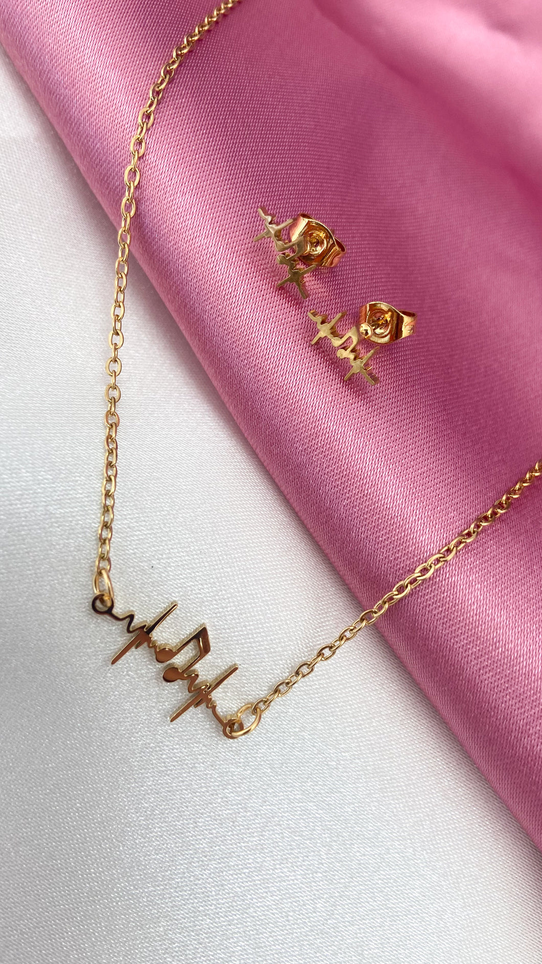Collar y aretes ritmo musical acero # 8