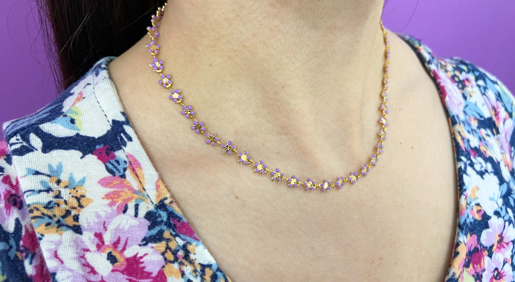 Choker flor morada #C7