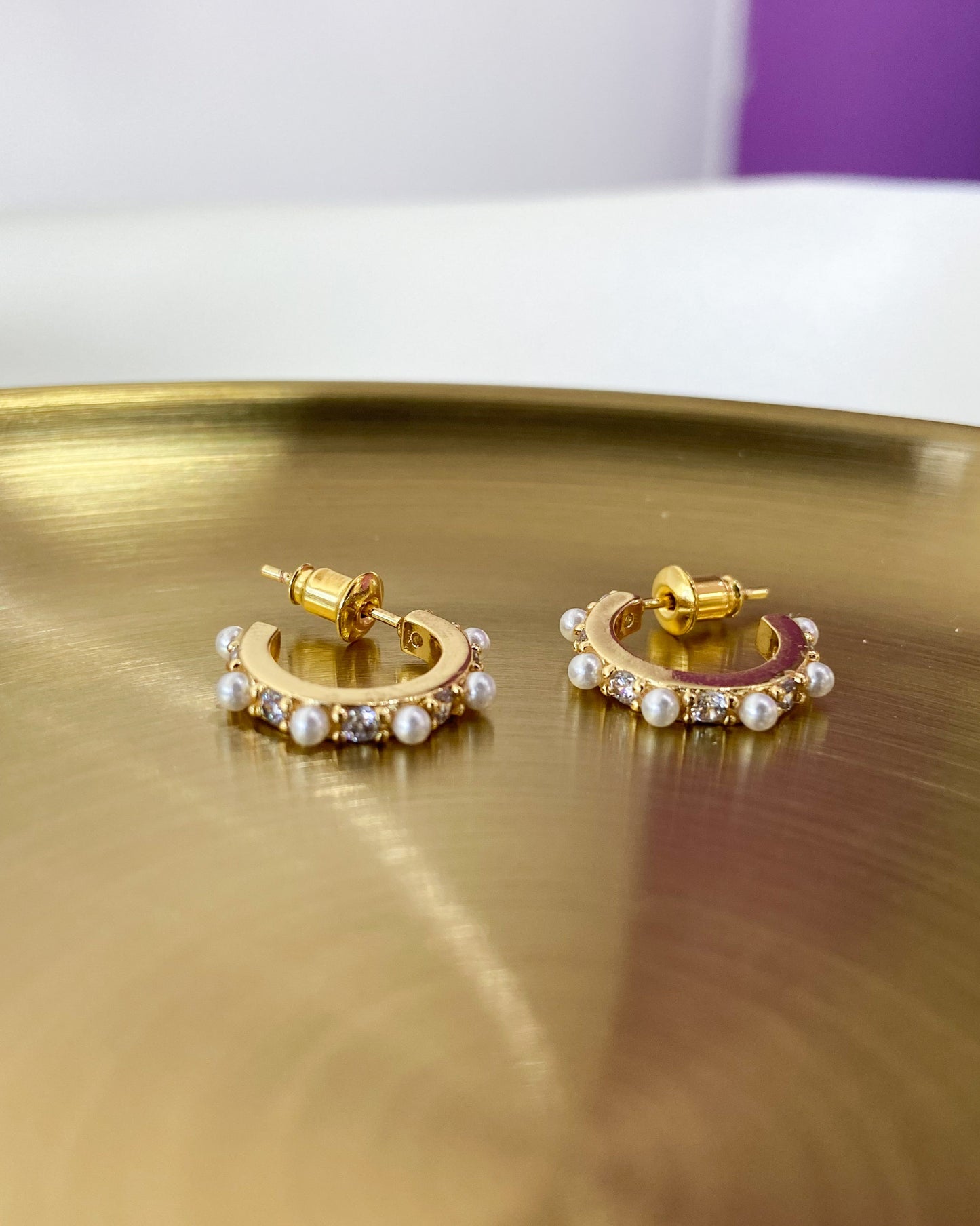 Aretes perlas zirconia #169