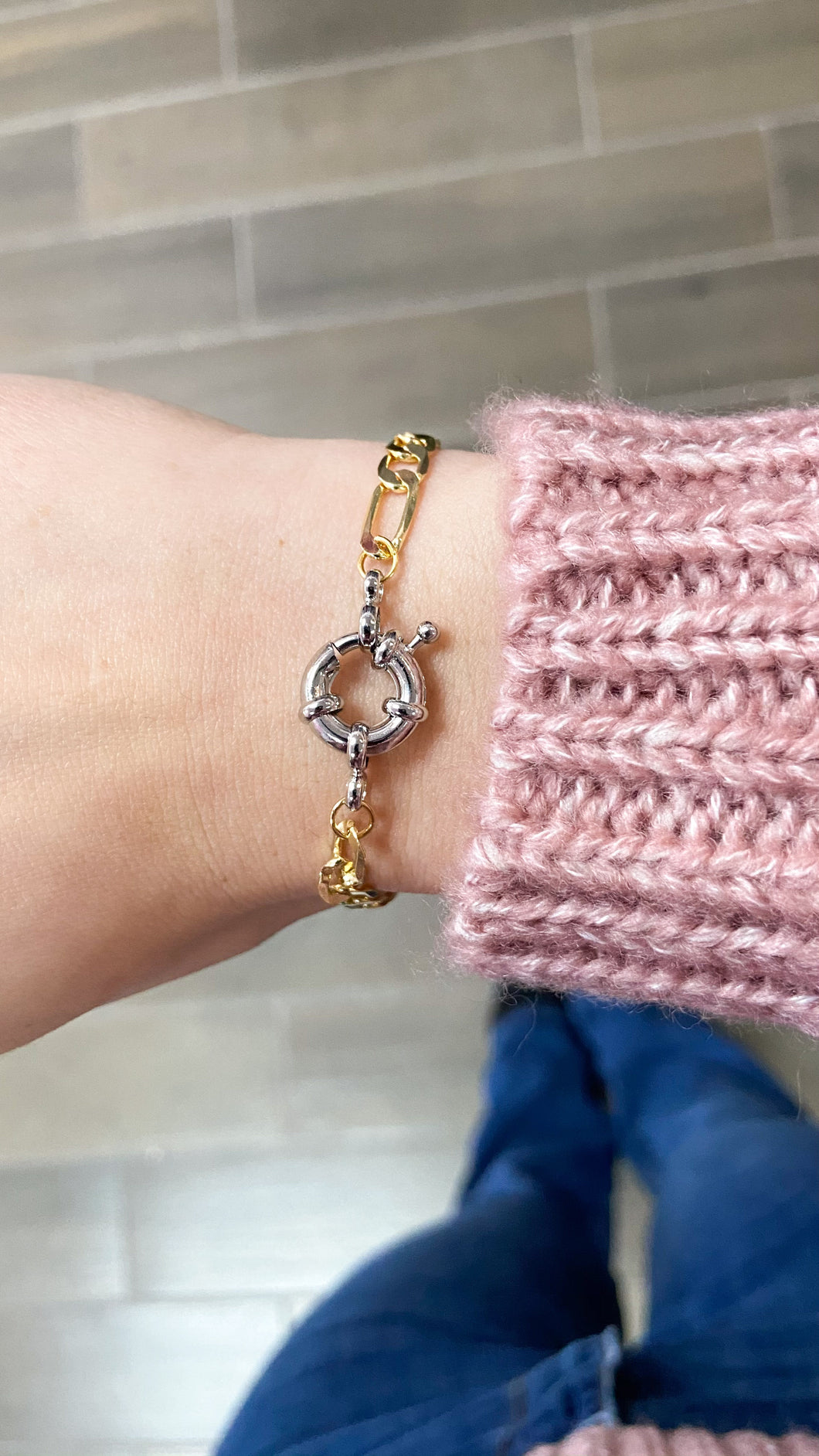 Pulsera conector Plata eslabones gruesos