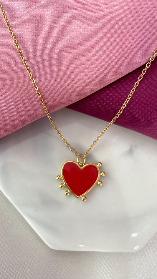 Collar corazon rojo puntos #Z