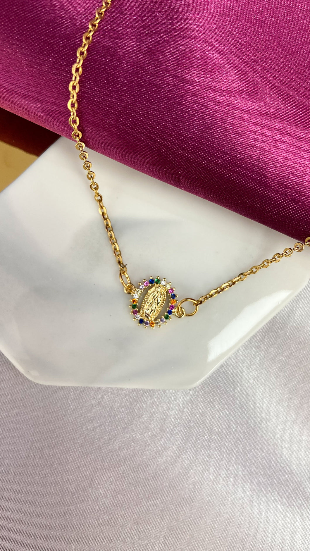 Collar Virgencita Zirconia colores #CC2