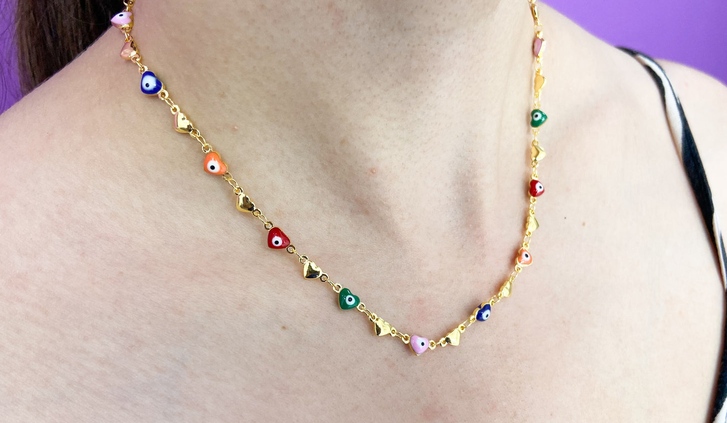 Choker ojo colores corazon #M8.1