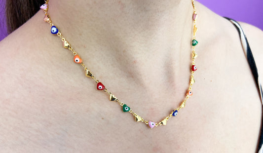 Choker ojo colores corazon #M8.1